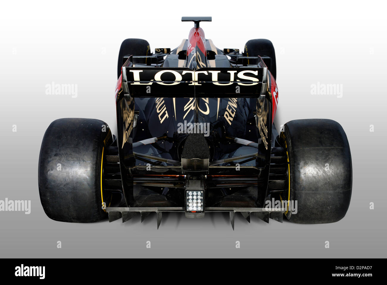 Ein HANDOUT Bild zeigt die neue Lotus-E21 in Oxfordshire, Großbritannien, 25. Januar 2013. Lotus ist das erste Formel-1-Team und Einführung ihres neuen Autos für die bevorstehende 2013-Formel-1-Saison. Foto: Peter Spinney / Lotus F1 Team/Dpa (Copyright frei für nur zur redaktionellen Nutzung) Stockfoto