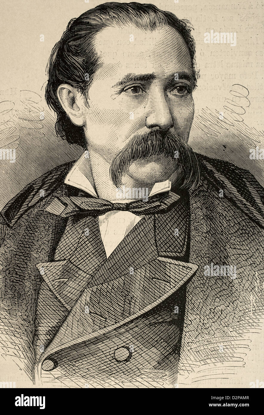 Cesare Boccolini (b.1826). Italienische Bariton. Gravur der spanischen und amerikanischen Illustration, 1878. Stockfoto