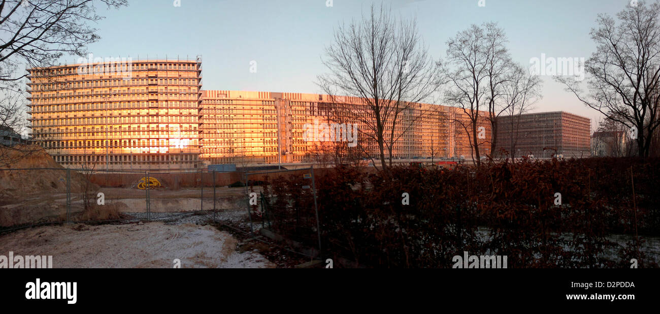 Panorama: Baustelle des neuen Sitzes des deutschen Geheimdienstes "BND", Berlin-Mitte Stockfoto