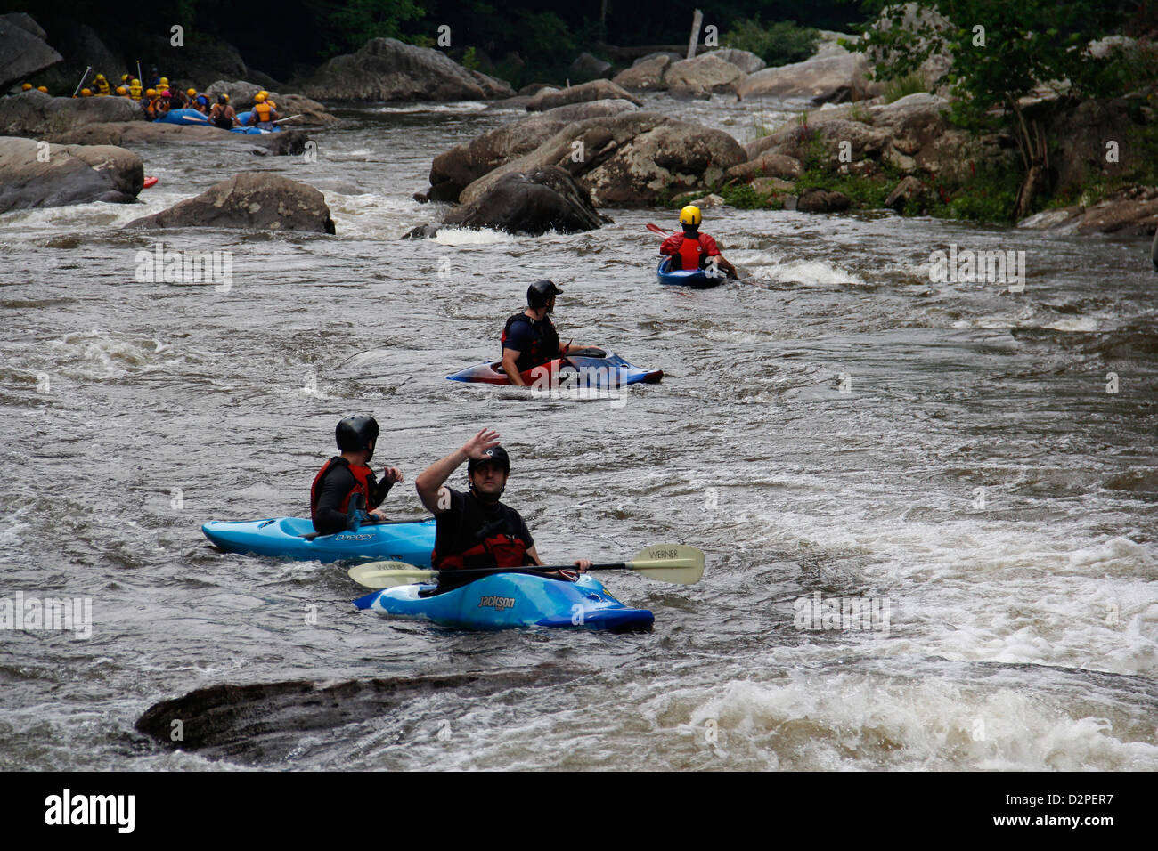 Kajakfahrer Upper Youghiogheny River Maryland Stromschnellen Stockfoto