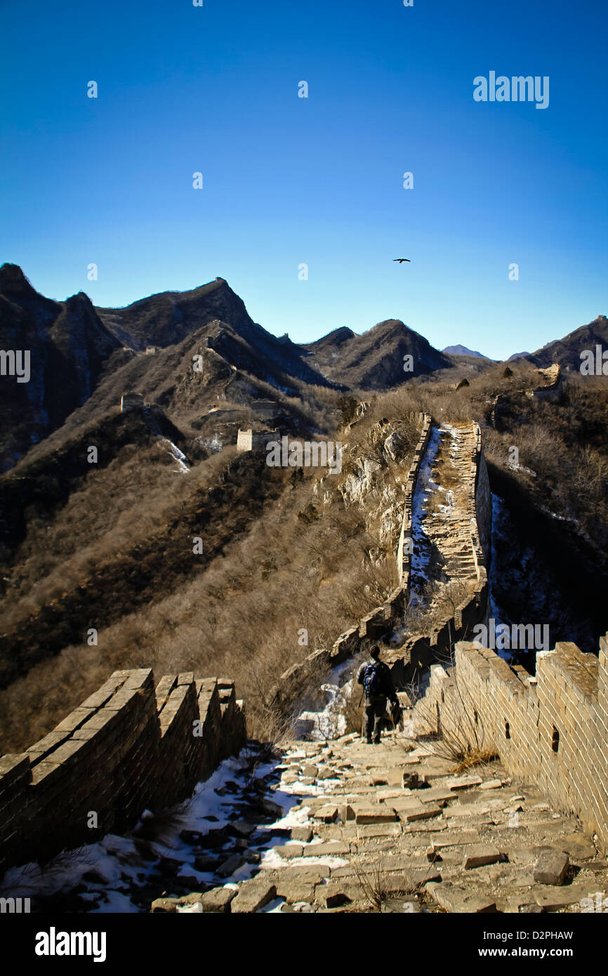 Große Mauer in China auf der wilden, Seite für Öffentlichkeit geschlossen Stockfoto