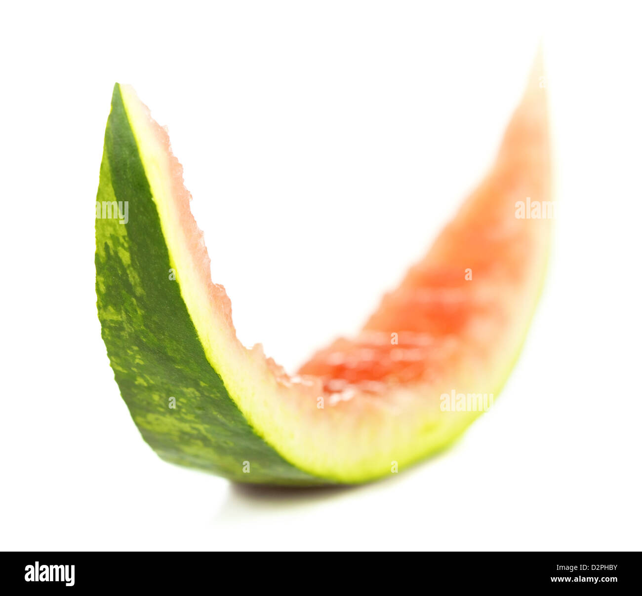 gegessen Scheibe Wassermelone isoliert auf weiss Stockfoto