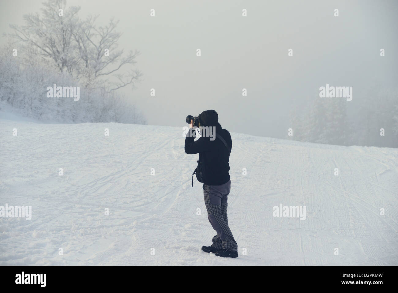 Winter-Landschaftsfotograf Stockfoto