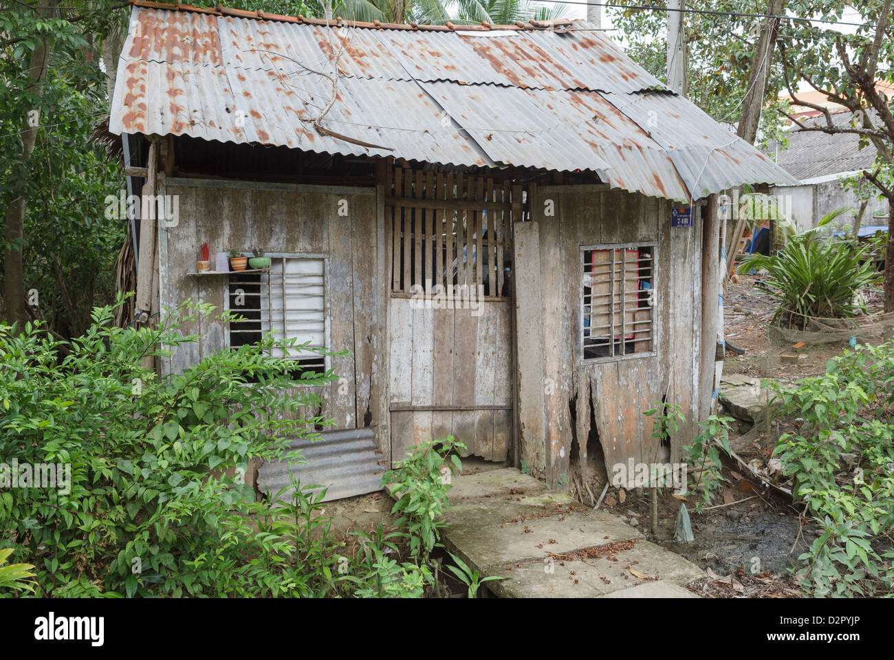 Eine gemeinsame Landarbeiter Hütte, Ben Ke, Vietnam, Indochina, Südostasien, Asien Stockfoto