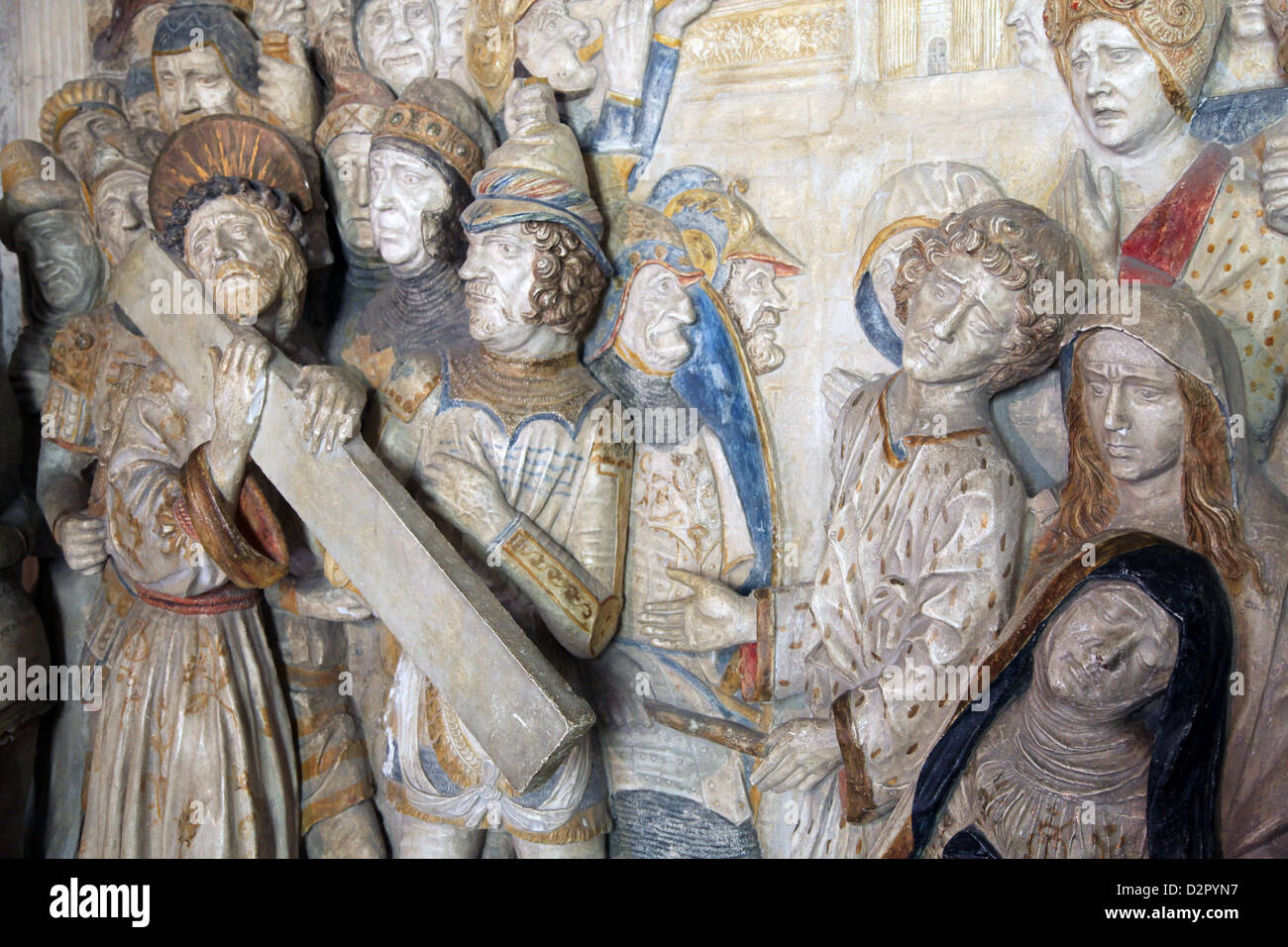 Gips-Relief von Christus die Kreuztragung, Palais des Papes, Avignon, Rhonetal, Provence, Frankreich Stockfoto