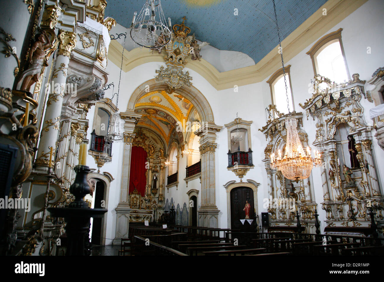 Innenraum der Igreja de Nossa Senhora Carmo (unserer lieben Frau vom Berge Karmel) Kirche, Ouro Preto, Minas Gerais, Brasilien Stockfoto