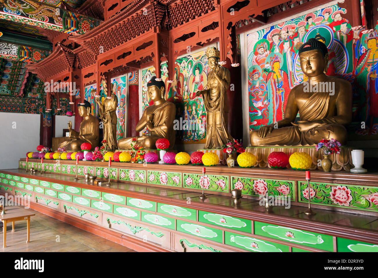 Pohyon buddhistische Tempel (Pohyon-sa), Myohyangsan, Demokratische Volksrepublik Korea (DVRK), Nordkorea, Asien Stockfoto