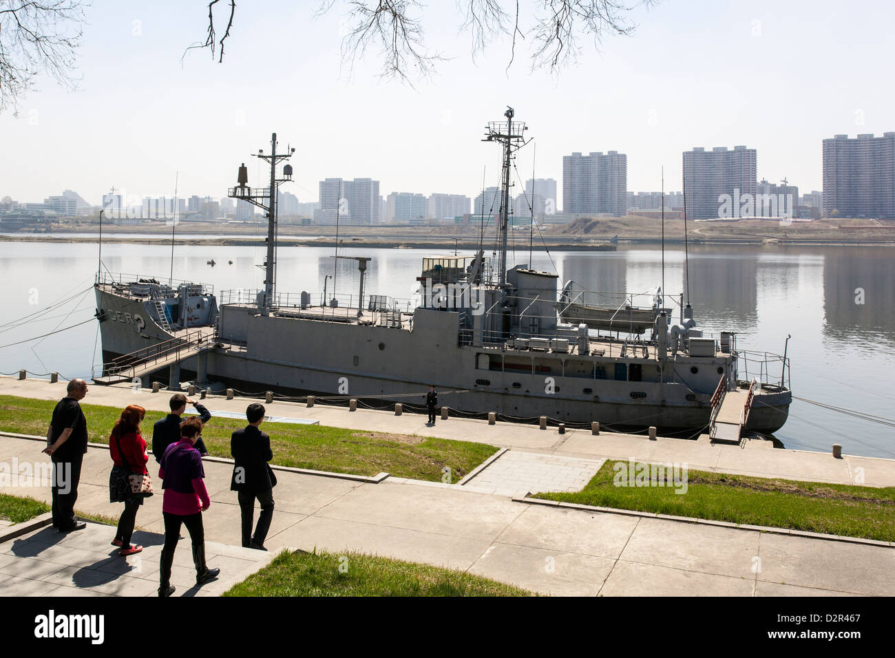 Pueblo, das amerikanische Spion Schiff gefangen genommen von den Nordkoreanern in den 1960er Jahren, Pyongyang, Nordkorea Stockfoto