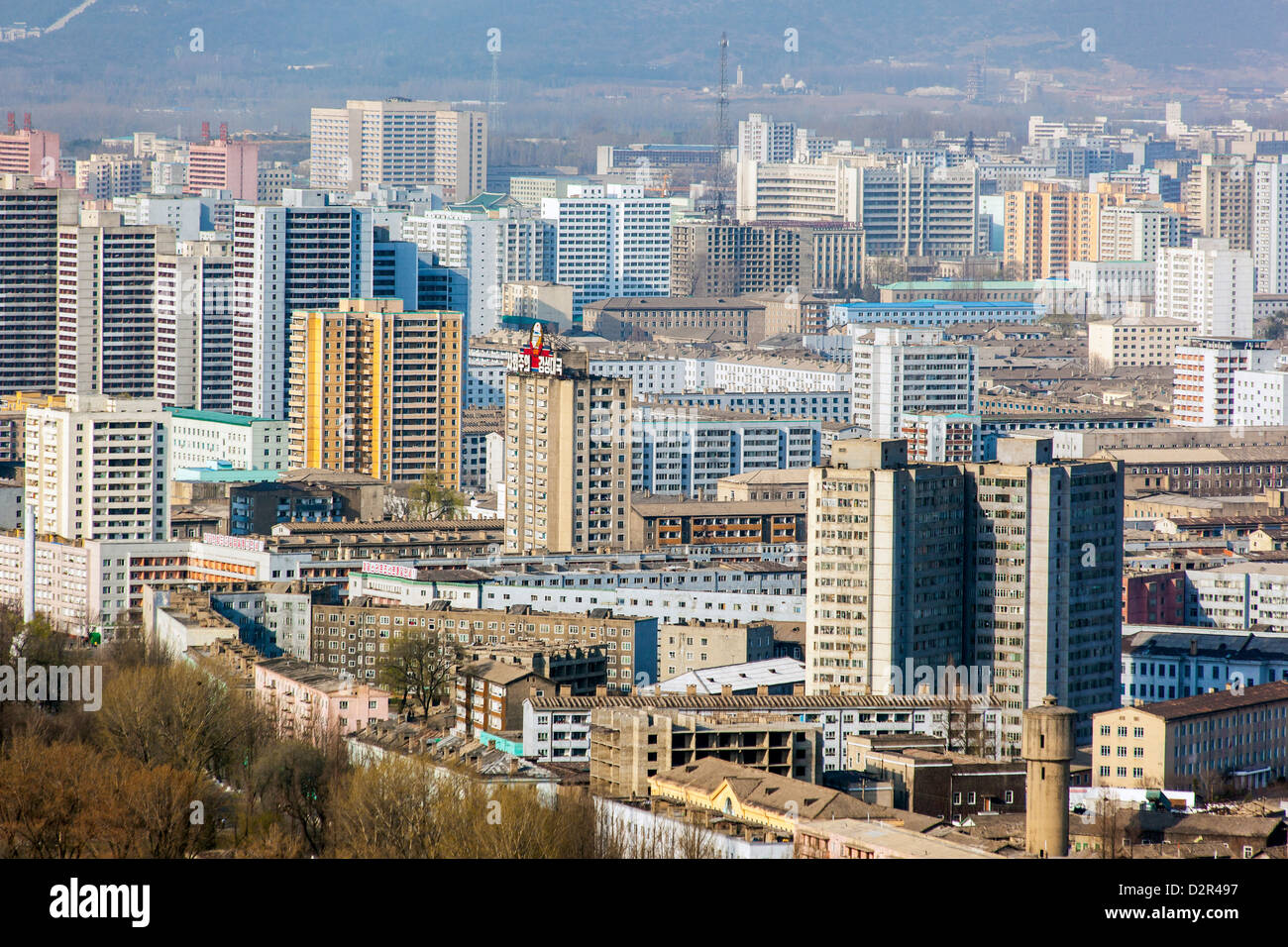 Skyline der Stadt, Pyongyang, Demokratische Volksrepublik Korea (DVRK), Nordkorea, Asien Stockfoto