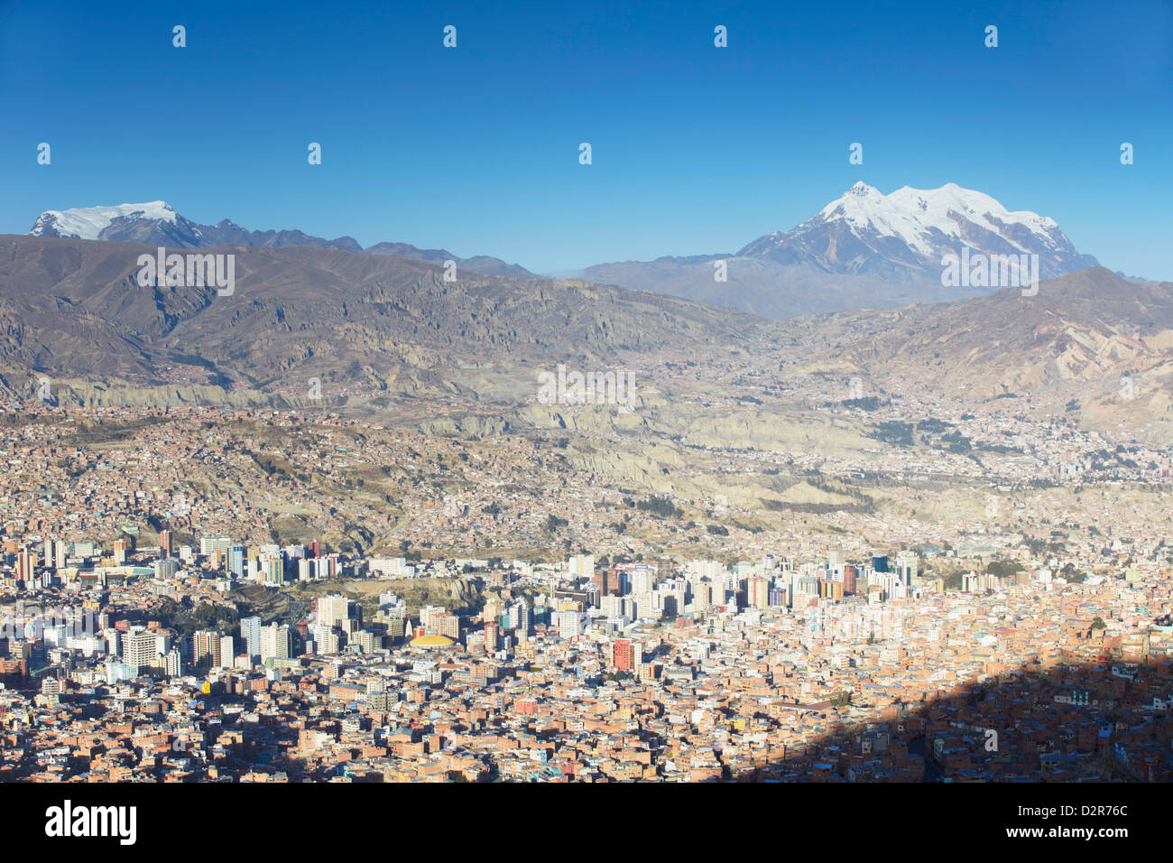Blick auf Mount Illamani und La Paz, Bolivien, Südamerika Stockfoto Blick auf Mount Illamani und La Paz, Bolivien, Südamerika Stockfoto