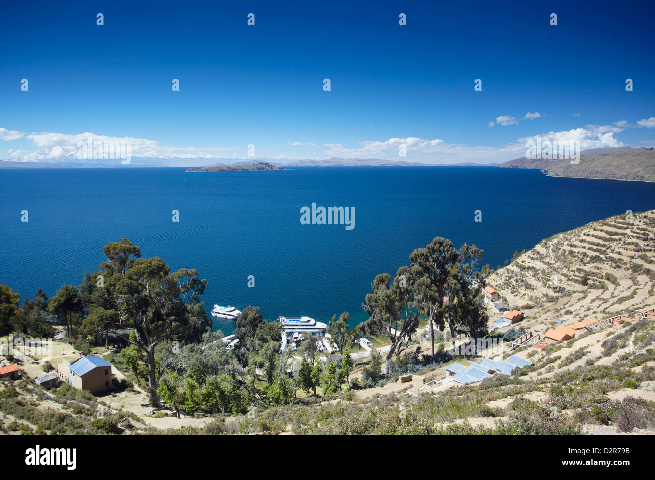 Blick auf Yumani, Isla del Sol (Sonneninsel), Titicacasee, Bolivien, Südamerika Stockfoto Blick auf Yumani, Isla del Sol (Sonneninsel), Titicacasee, Bolivien, Südamerika Stockfoto