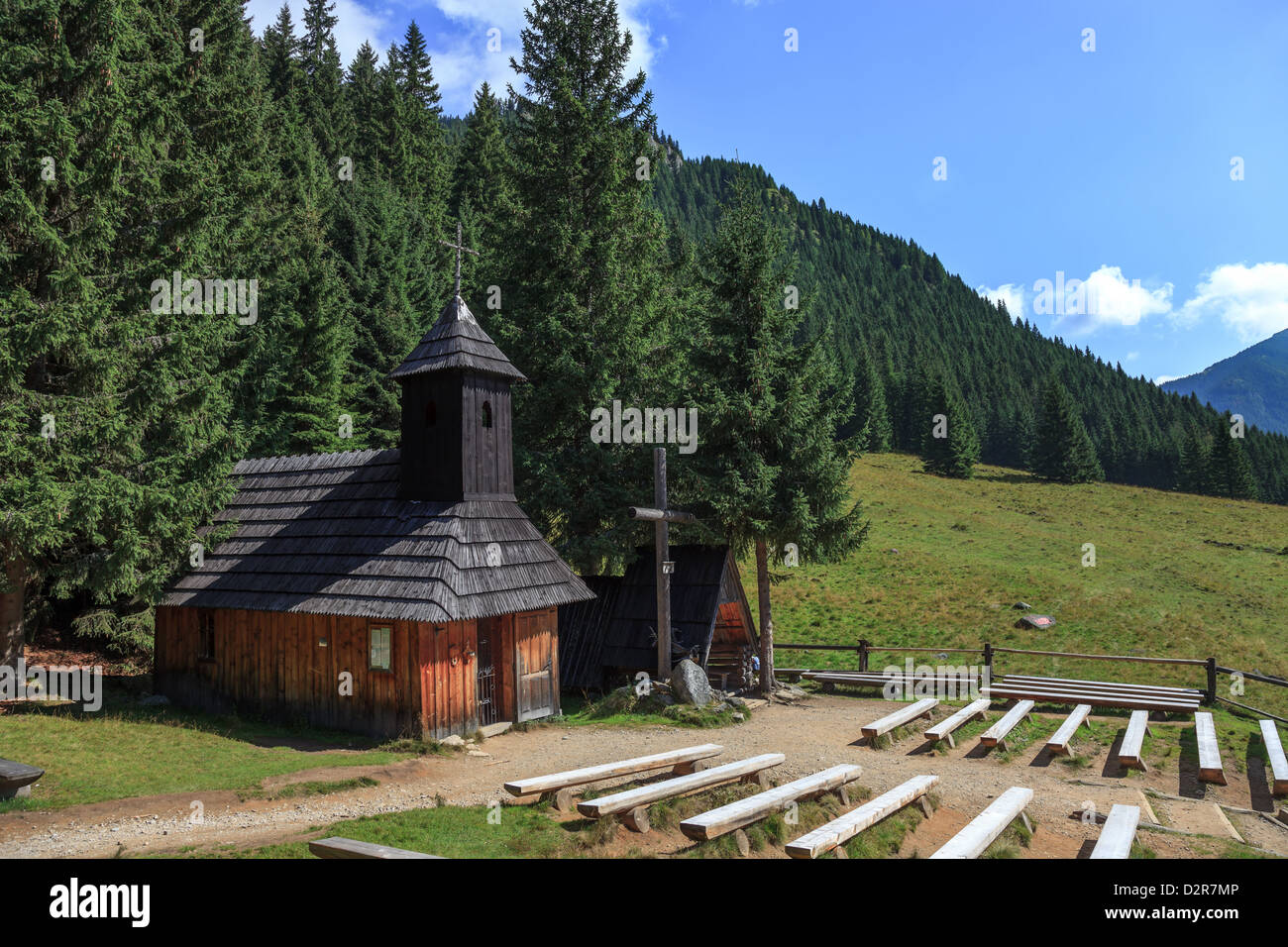 Kleine Kapelle im Chocholowska-Tal - Tatra, Polen. Stockfoto