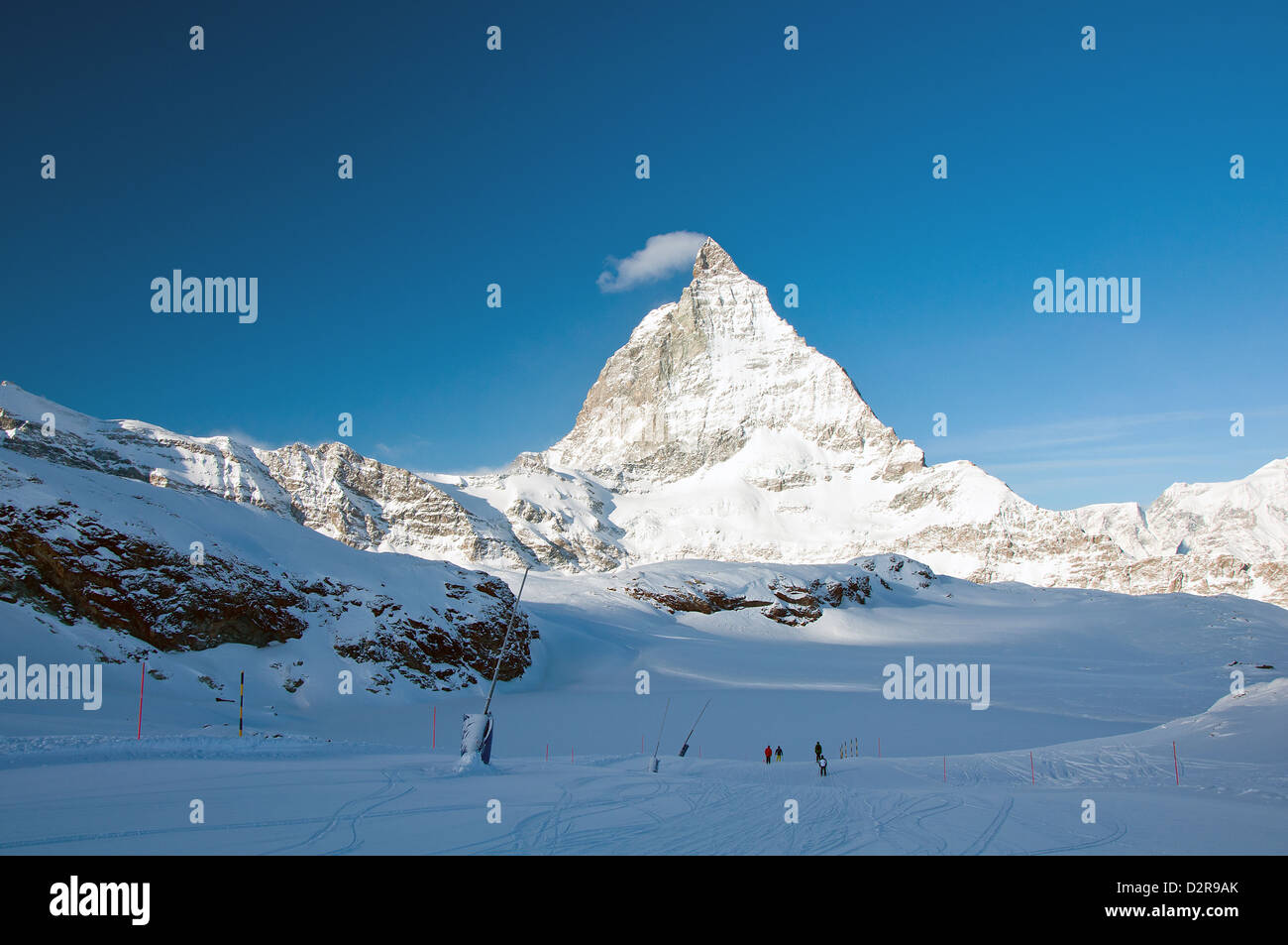 Blick vom Skihang, Schweizer Alpen Stockfoto