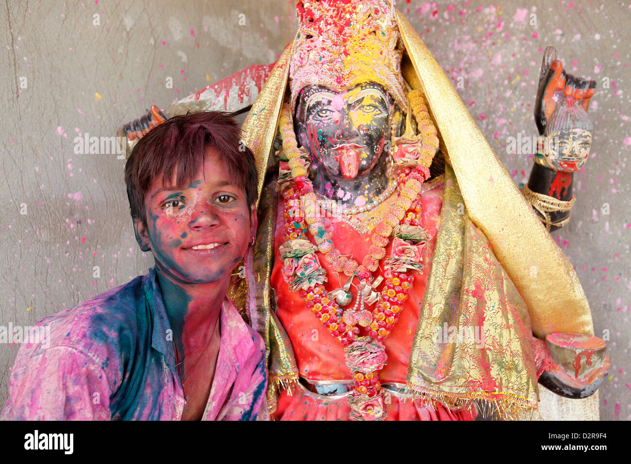 Holi-Fest in Goverdan, Uttar Pradesh, Indien, Asien Stockfoto