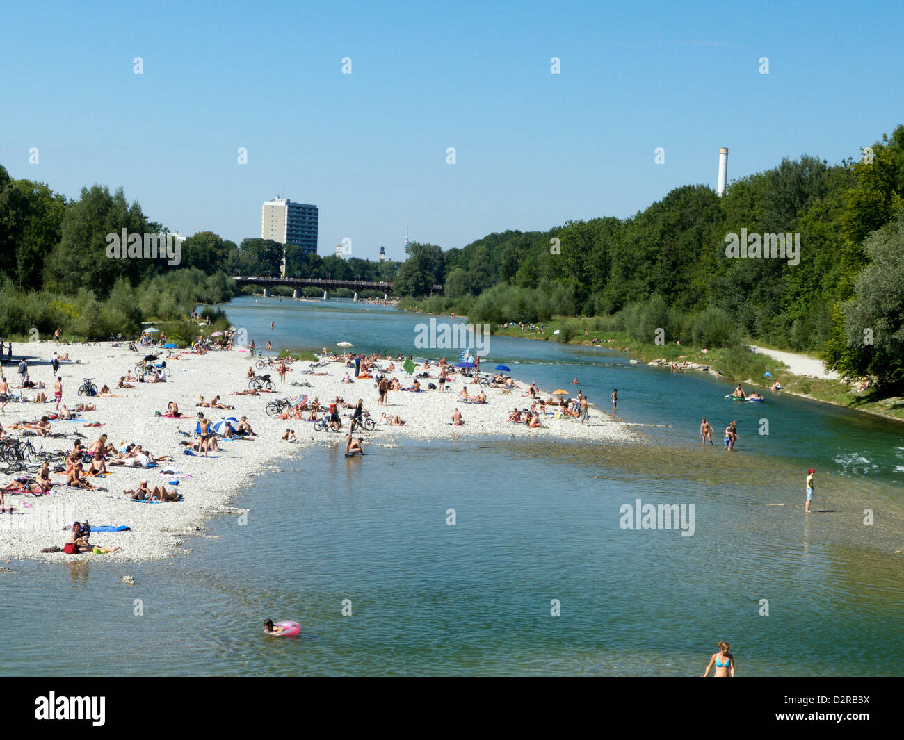 Deutschland München Isar Fluss Re-naturization Stockfoto
