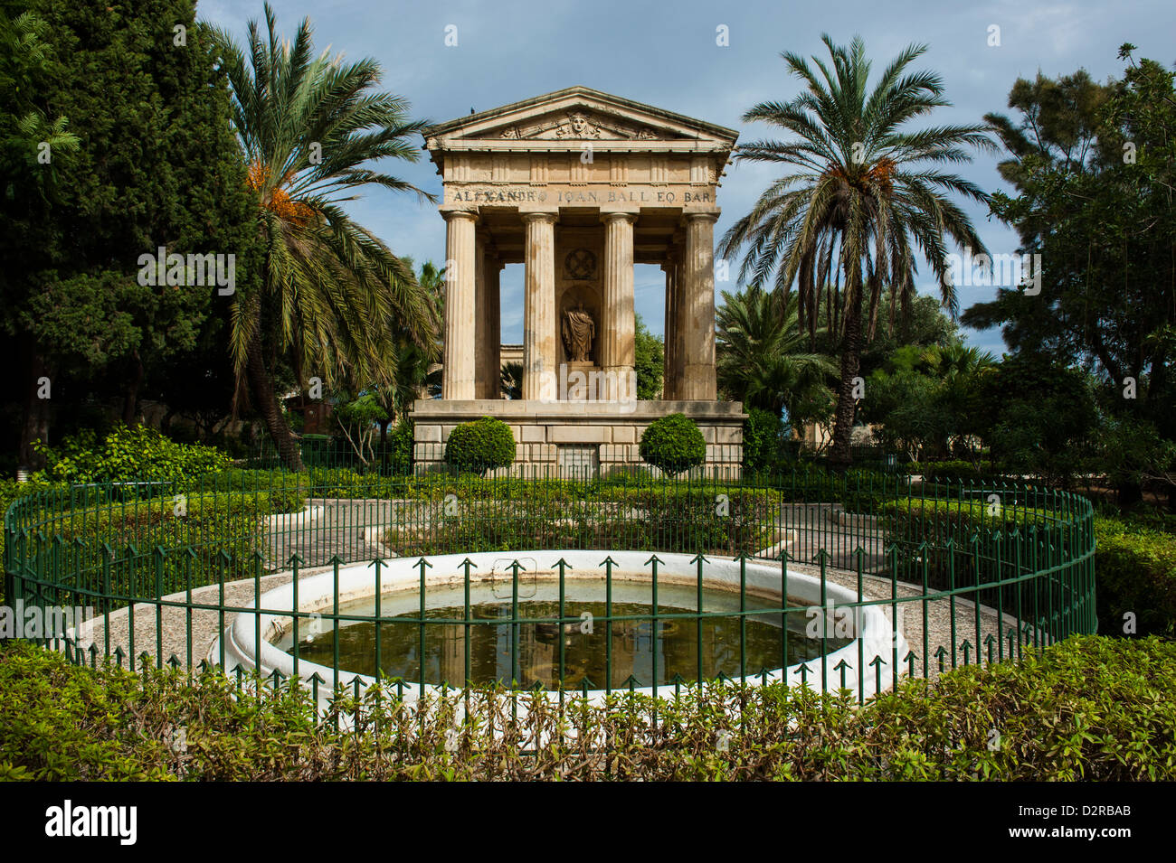 Lower Barrakka Gardens und das Alexander Ball Memorial, UNESCO-Weltkulturerbe, Valetta, Malta, Europa Stockfoto