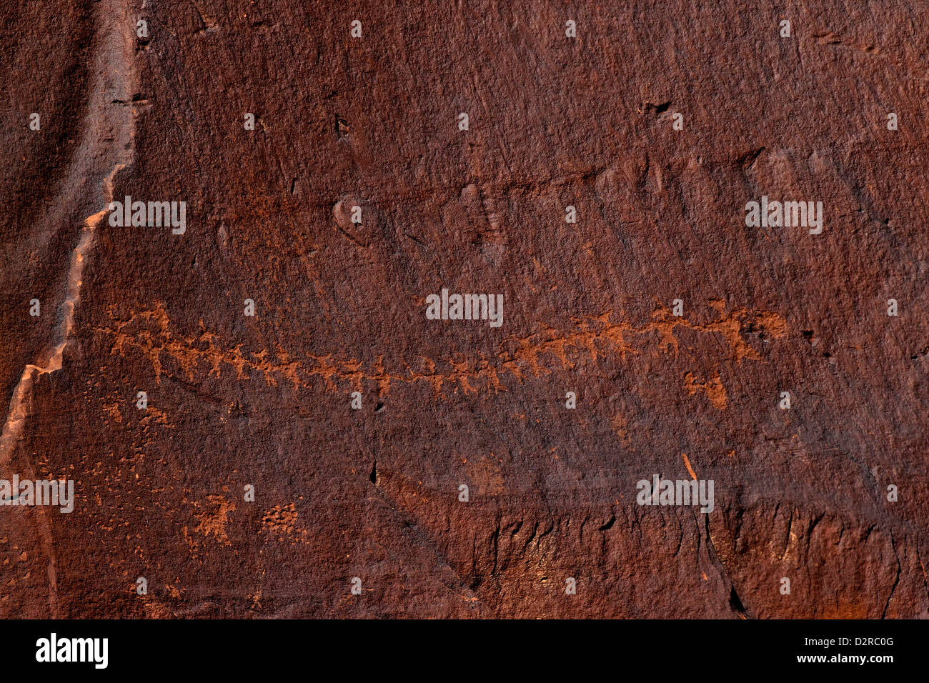 Puppe Scherenschnitte, Formative Periode Petroglyphen, Utah Scenic Byway 279, Potash Road, Felsbilder, Moab, Utah, USA Stockfoto