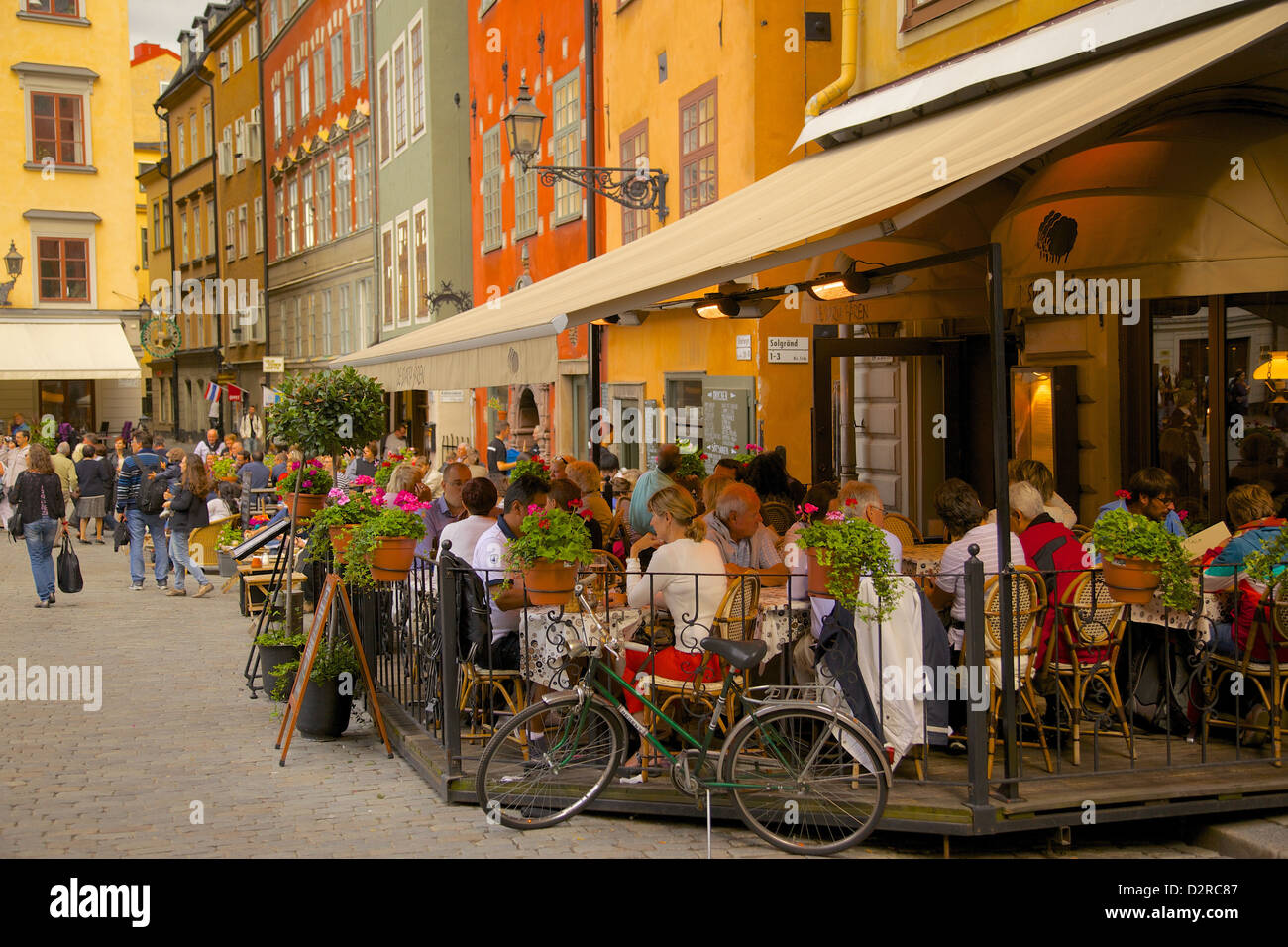 Stortorget Platz Cafés, Gamla Stan, Stockholm, Schweden, Europa Stockfoto
