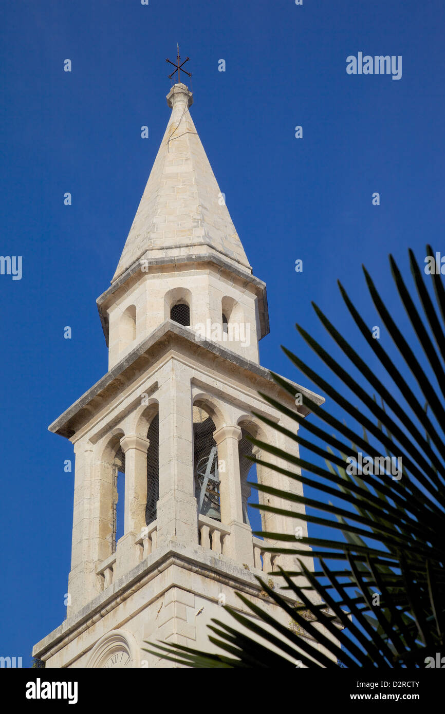 Kirche Bell Tower, Old Town, Budva, Montenegro, Europa Stockfoto