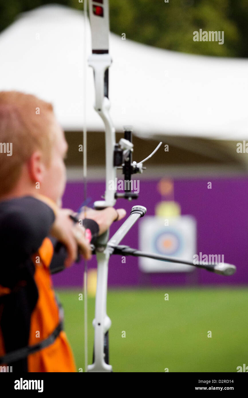 Olympischen Spiele Bogenschießen testen bei Lords Cricket Ground London UK Stockfoto