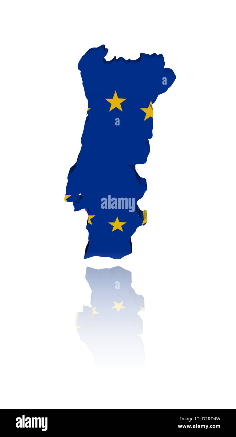 Portugal Karte mit EU-Flagge-illustration Stockfoto