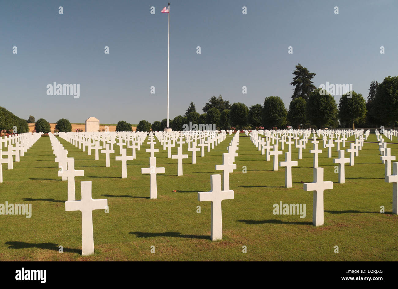 Gesamtansicht der Somme amerikanischen Friedhof in der Nähe von Bony, Frankreich. Stockfoto