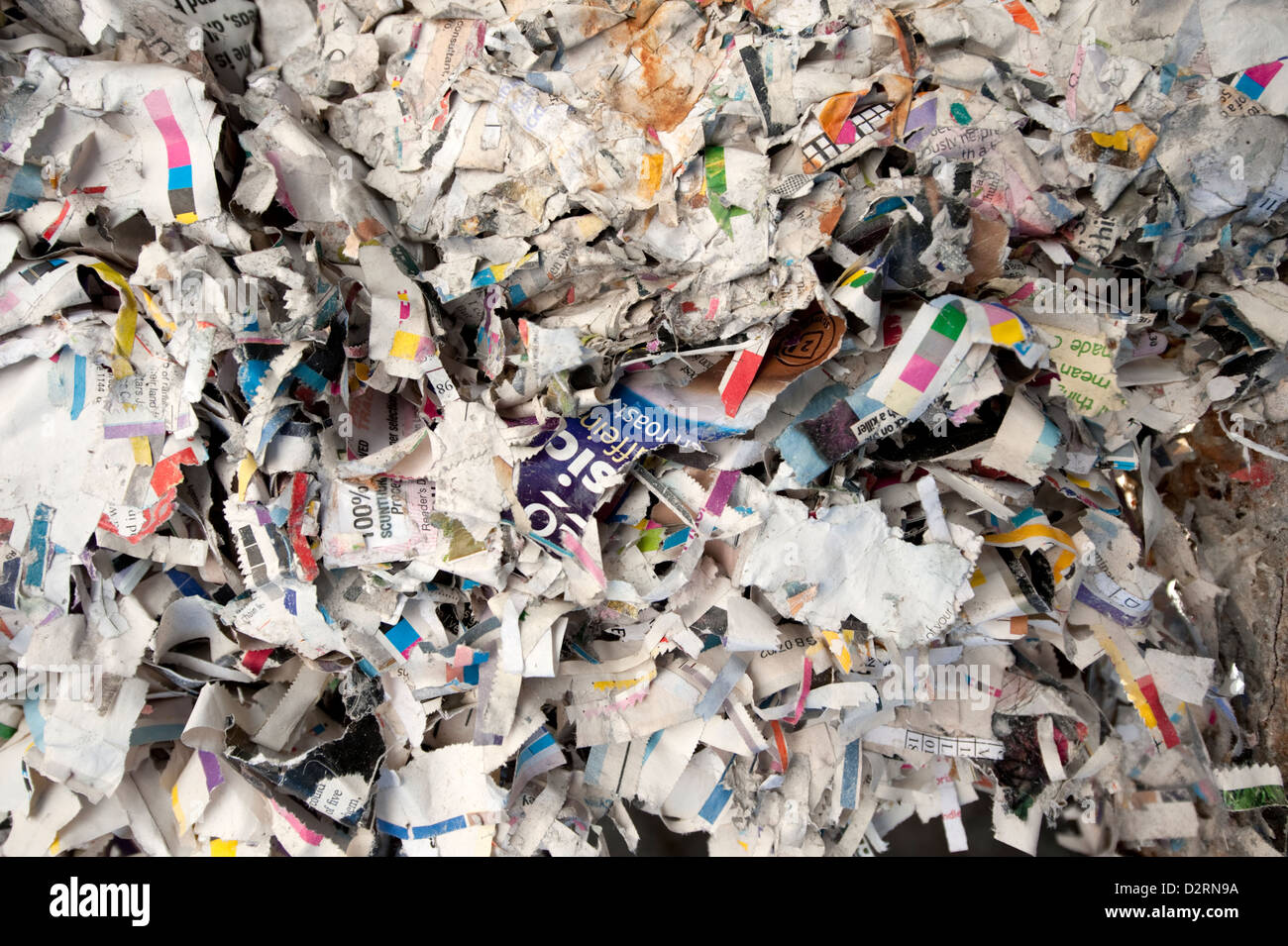 Geschreddert Recyclingpapier bei Paper Mill Stockfoto