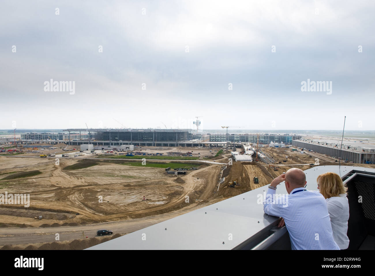 Schönefeld, Deutschland, Blick vom Turm-Info über den Großflughafen BBI Stockfoto
