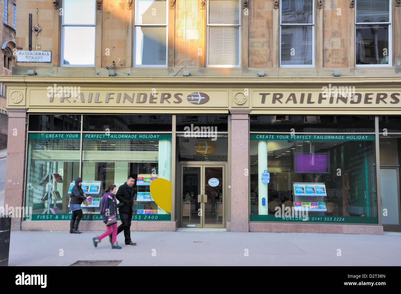 Trail Finder Reisebüro Shop auf der Sauchiehall Street in Glasgow, Scotland, UK Stockfoto