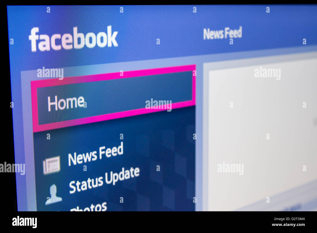 Nahaufnahme von Facebook für Samsung-Internet-TV macht es leicht, bleiben verbunden und teilen Sie Informationen mit Freunden von Ihrem TV. Stockfoto
