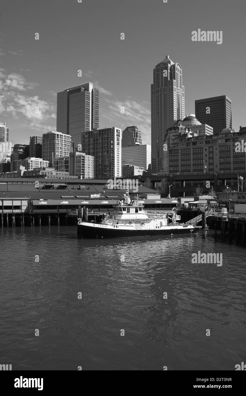 Skyline von Seattle und Waterfront, Washington, USA Stockfoto