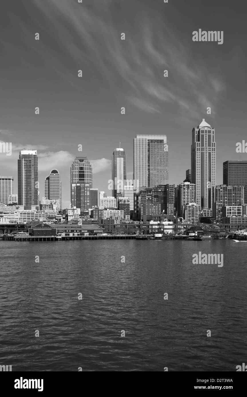 Skyline von Seattle und Waterfront, Washington, USA Stockfoto