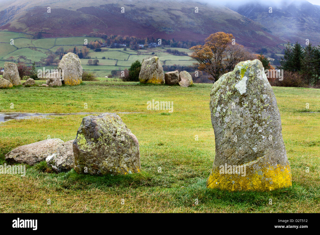 Castlerigg Stone Circle in der Nähe von Keswick, Nationalpark Lake District, Cumbria, England, Vereinigtes Königreich, Europa Stockfoto