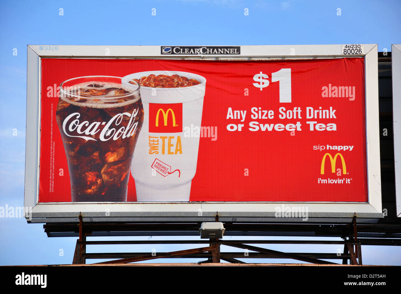 McDonalds Coca Cola Plakatwerbung Stockfoto