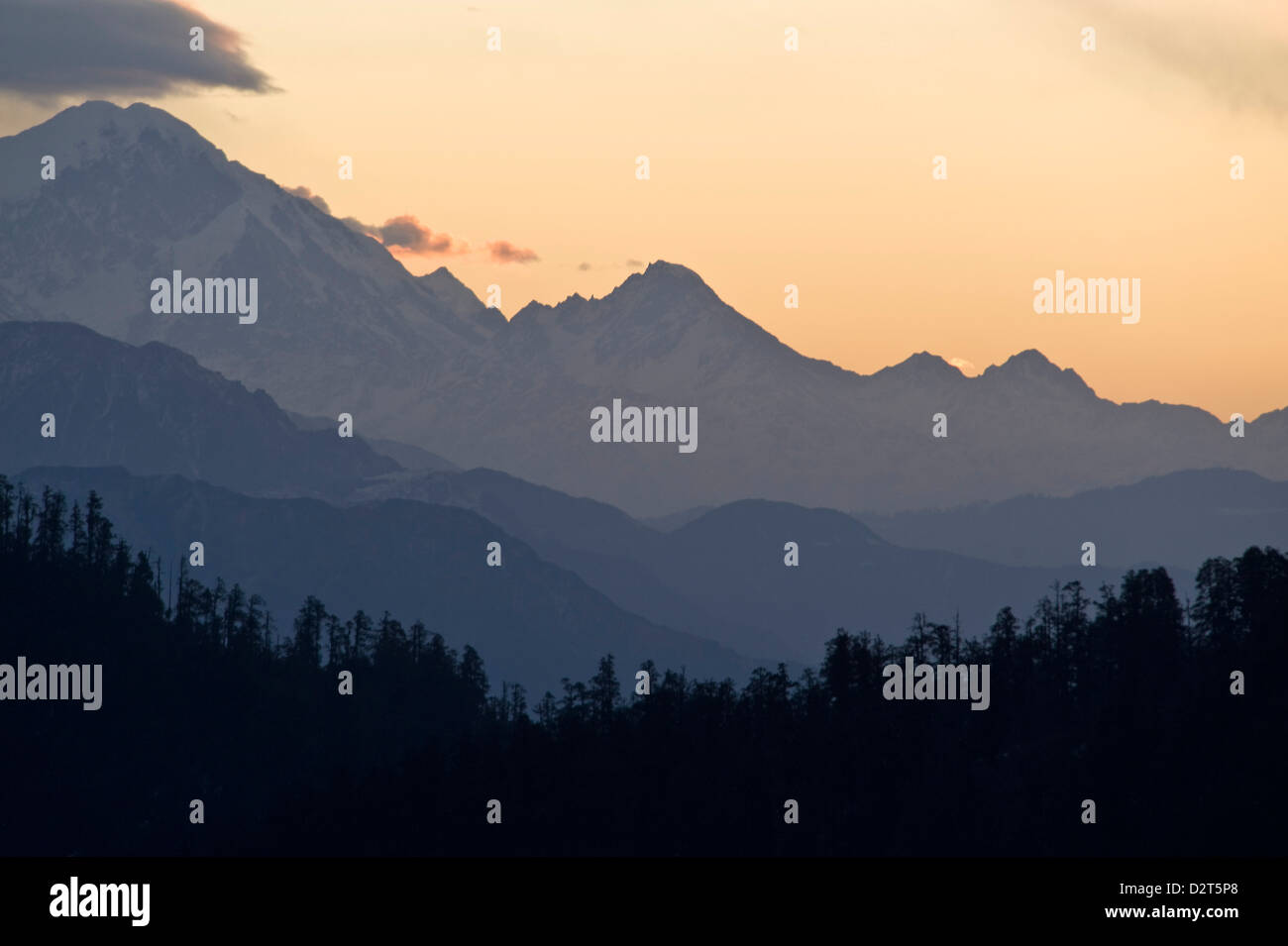 Blick vom Poon Hilll in der Morgendämmerung, Ghorepani, Annapurna-Himal, Himalaya, Nepal, Asien Stockfoto