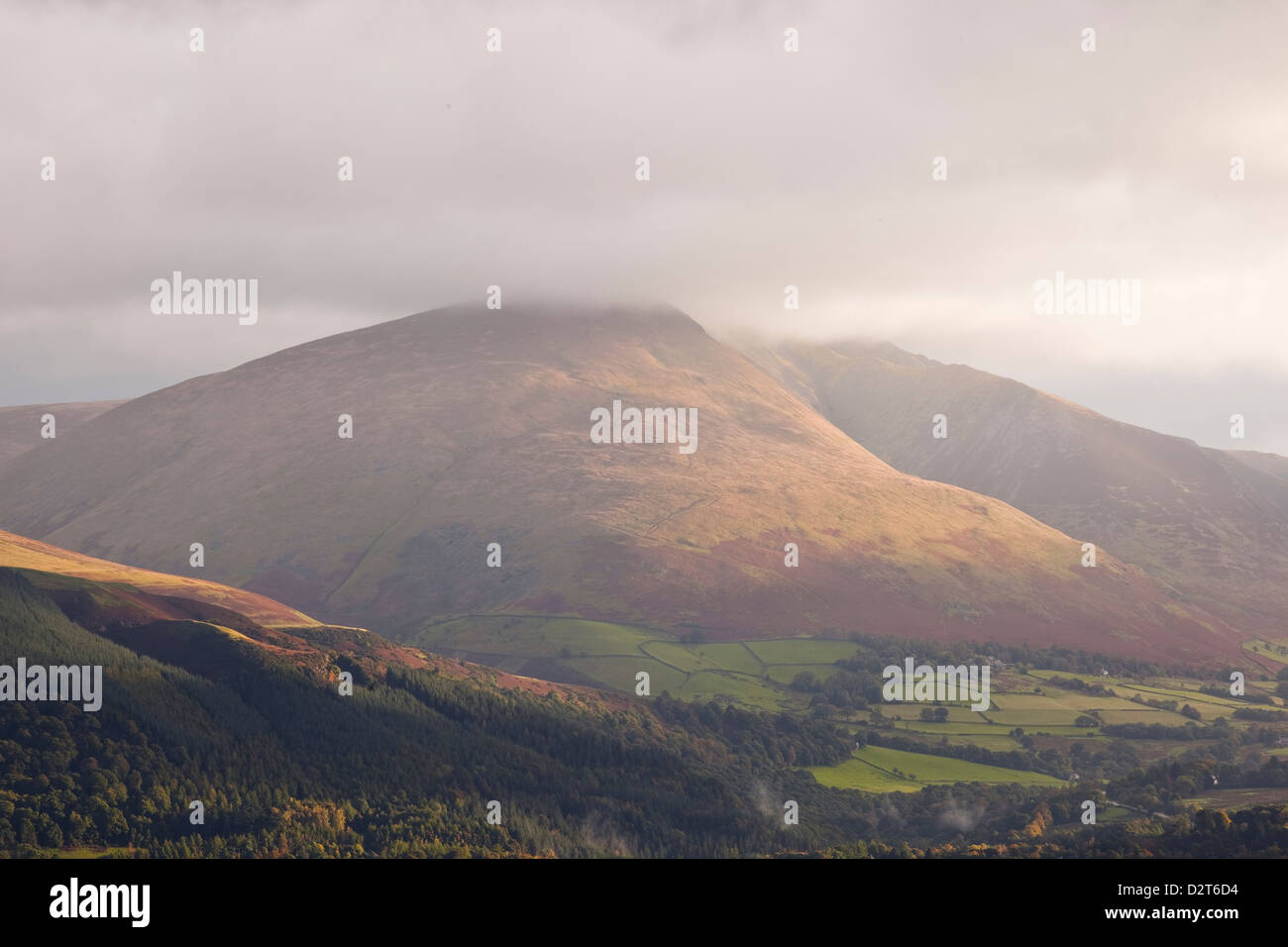 Das Fell des Blencartha leuchtet durch die Morgensonne, Nationalpark Lake District, Cumbria, England, Vereinigtes Königreich, Europa Stockfoto