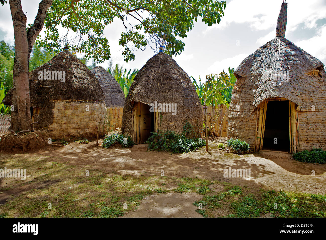 Urige Hütten, Chencha, Dorze, Äthiopien, Afrika Stockfoto