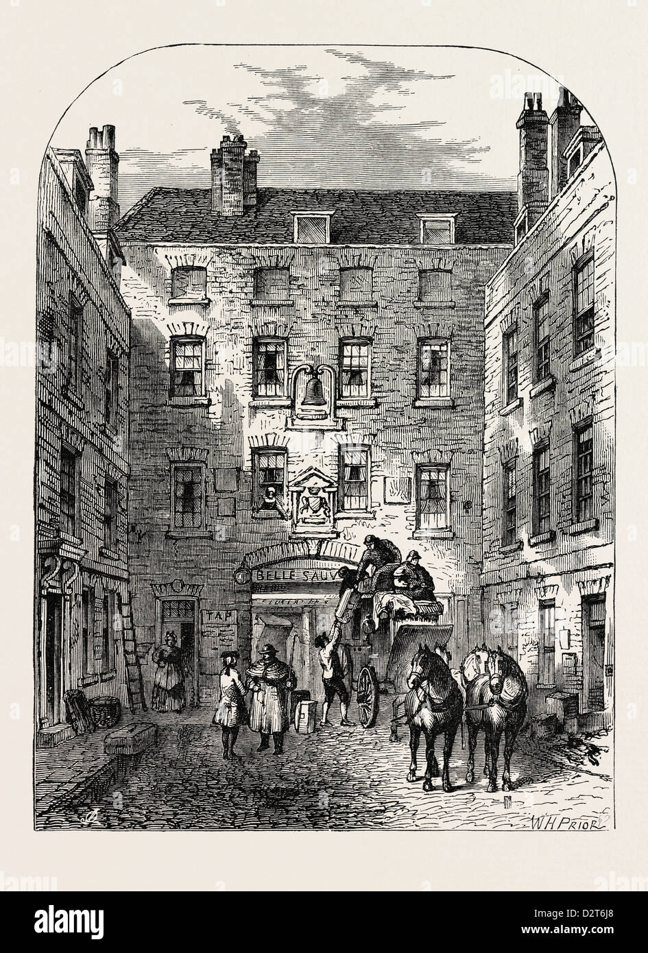 ÄUßEREN GERICHT VON LA BELLE SAUVAGE IN LONDON 1828 Stockfoto