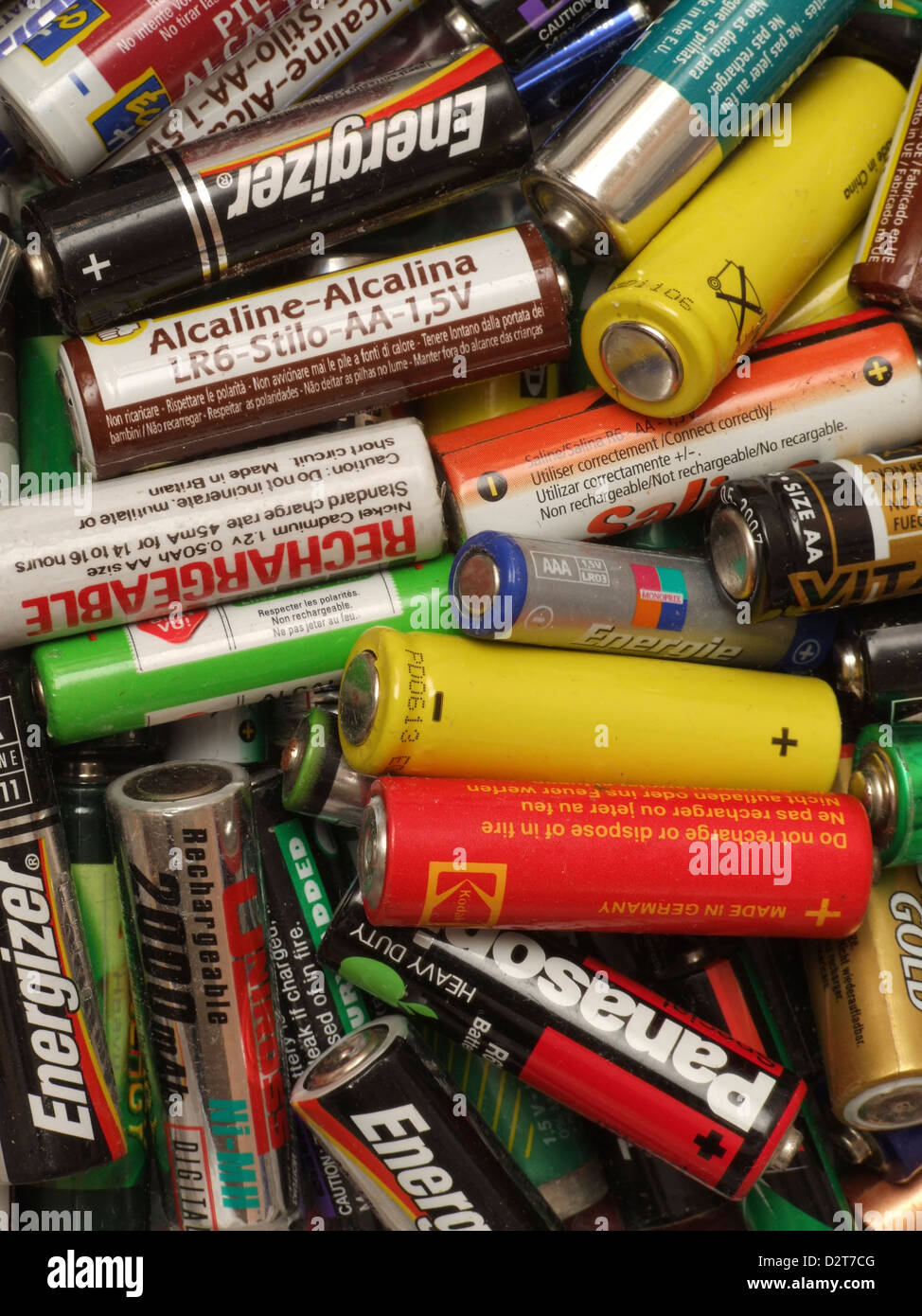 Batterien für das Recycling Stockfoto