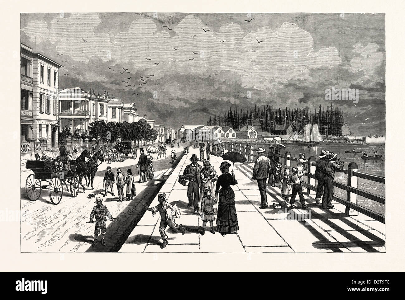 SOUTH CAROLINA: IM SÜDEN IN 1880 OST BATTERIE DER PROMENADE AM SÜDLICHEN ENDE DER EAST BAY STREET. CHARLESTON. U.S. Stockfoto