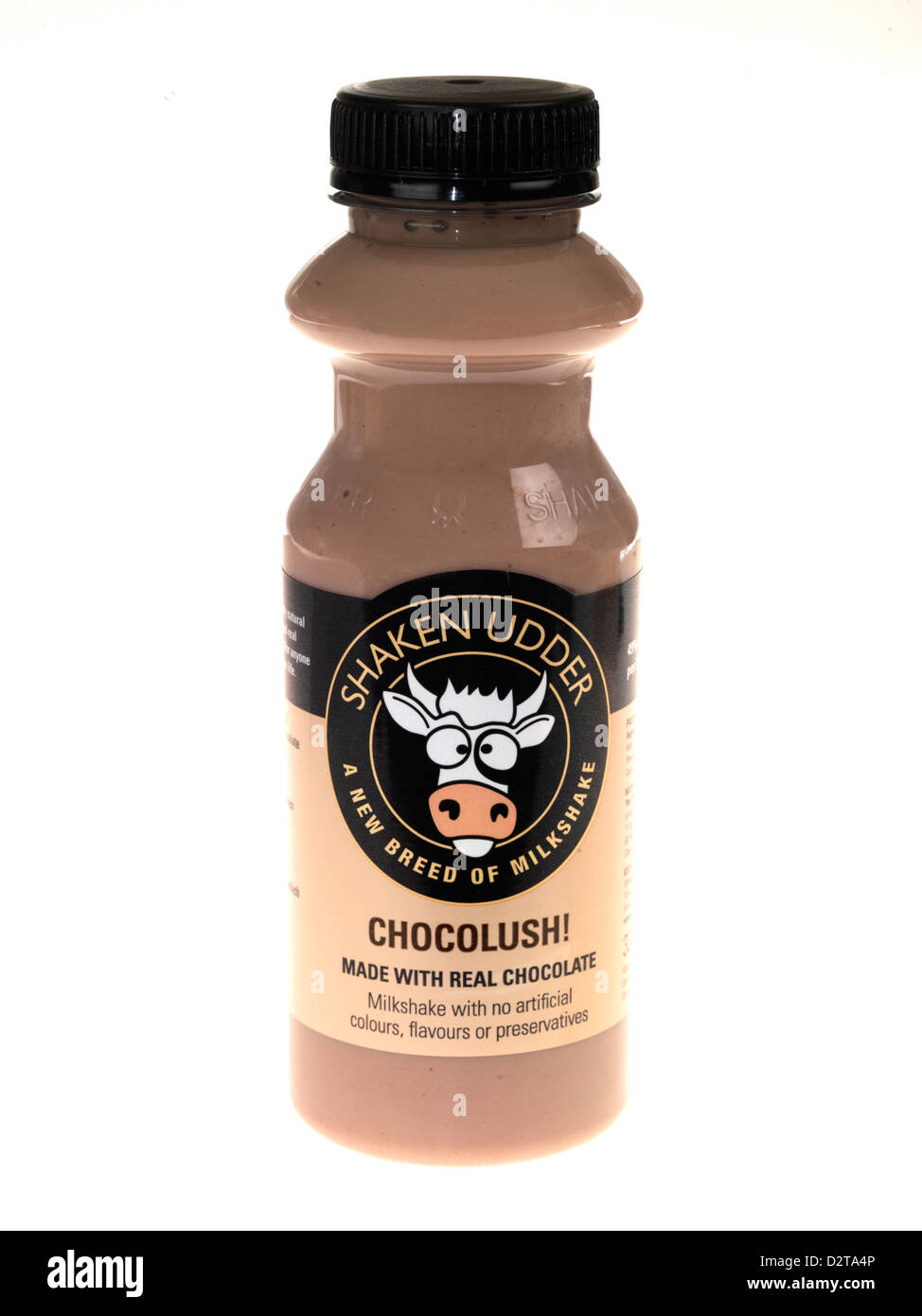 Flasche Schoko-Milchshake Stockfoto