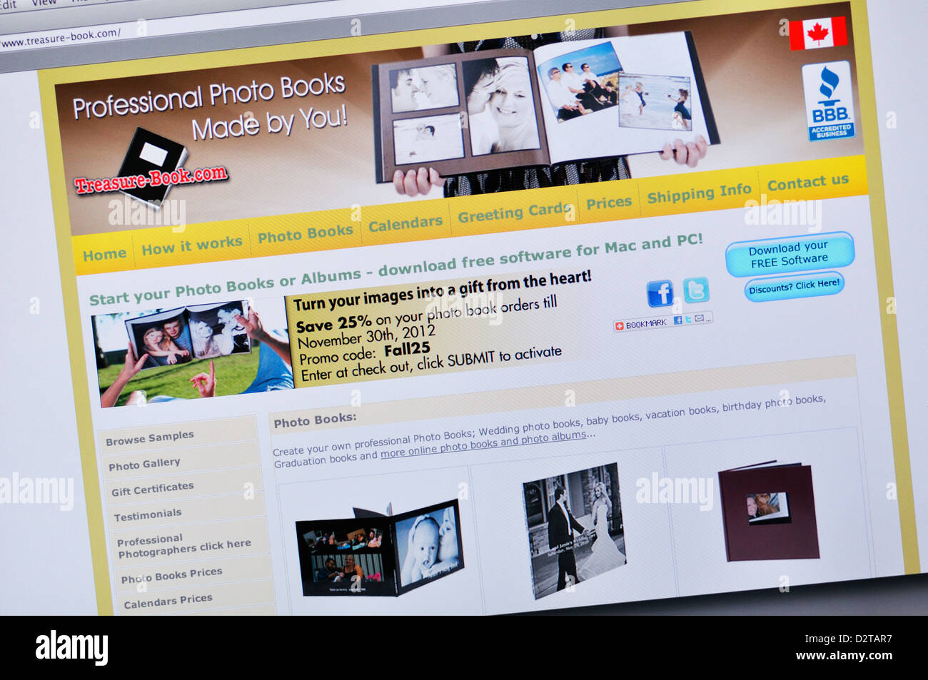 Schatz Buch Website - gestaltet online-individuelle Fotobücher, Fotoalben, Kalender, Foto-Karten. Stockfoto