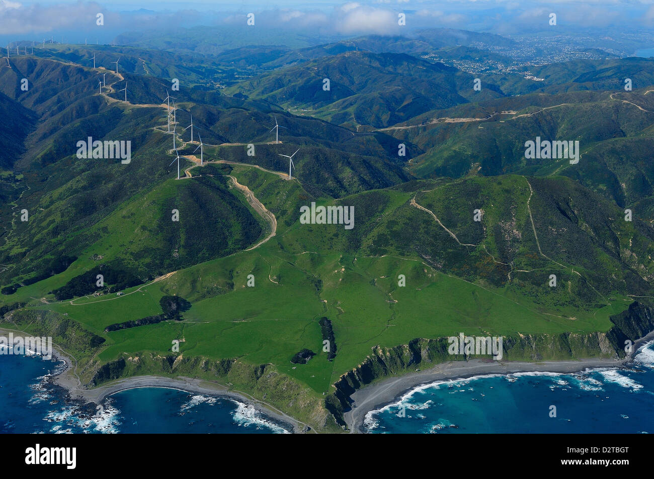 Blick auf Wellington aus der Luft, North Island, Neuseeland, Pazifik Stockfoto