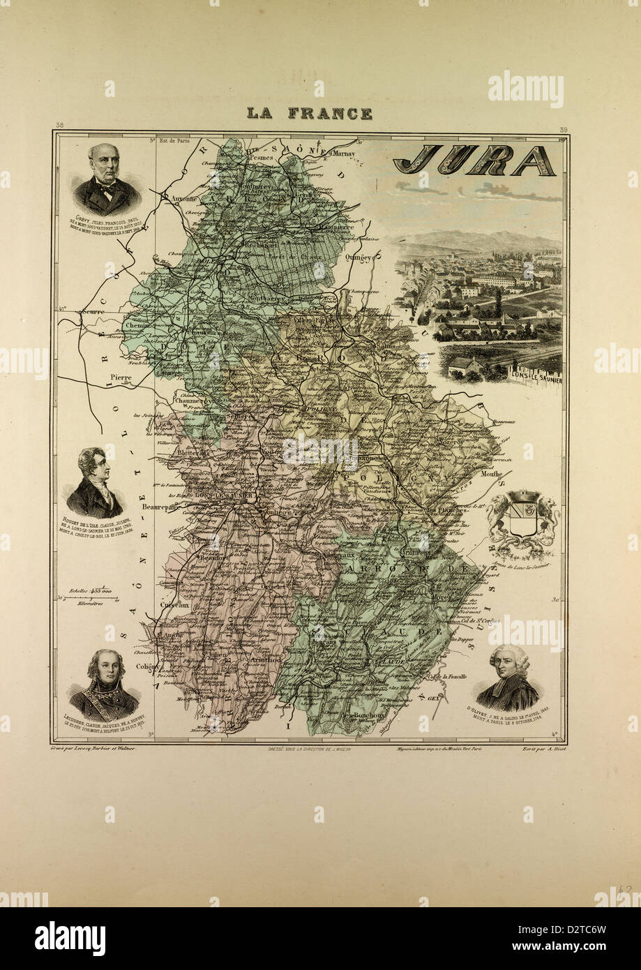 KARTE VON JURA 1896 FRANKREICH Stockfotografie Alamy