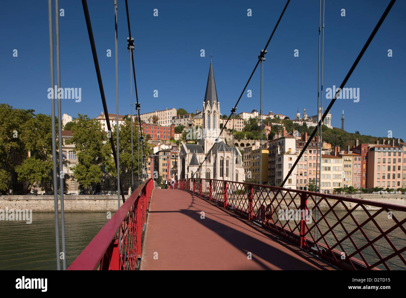 PASSERELLE PAUL COUTURIER FUßGÄNGERBRÜCKE VIEUX LYON FLUSS SAONE LYON RHONE ALPES FRANKREICH Stockfoto