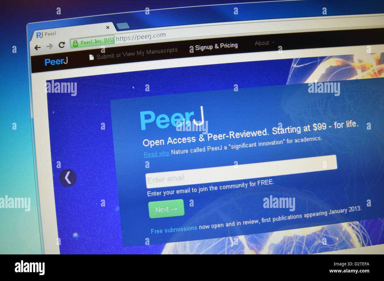 PeerJ.com Website screenshot Stockfoto