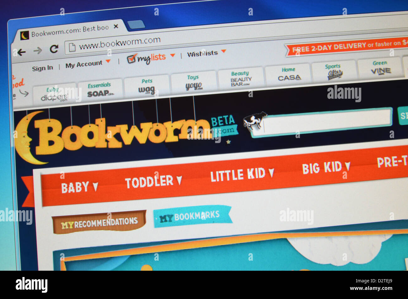 Bookworm.com Website screenshot Stockfoto
