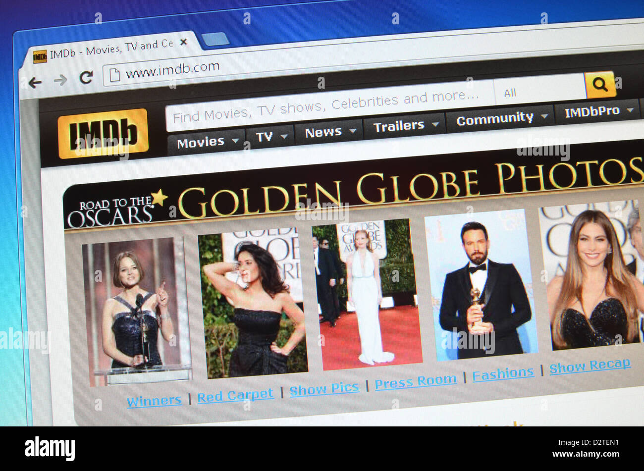 IMDB.com Website Screenshot - Golden Globe Stockfoto