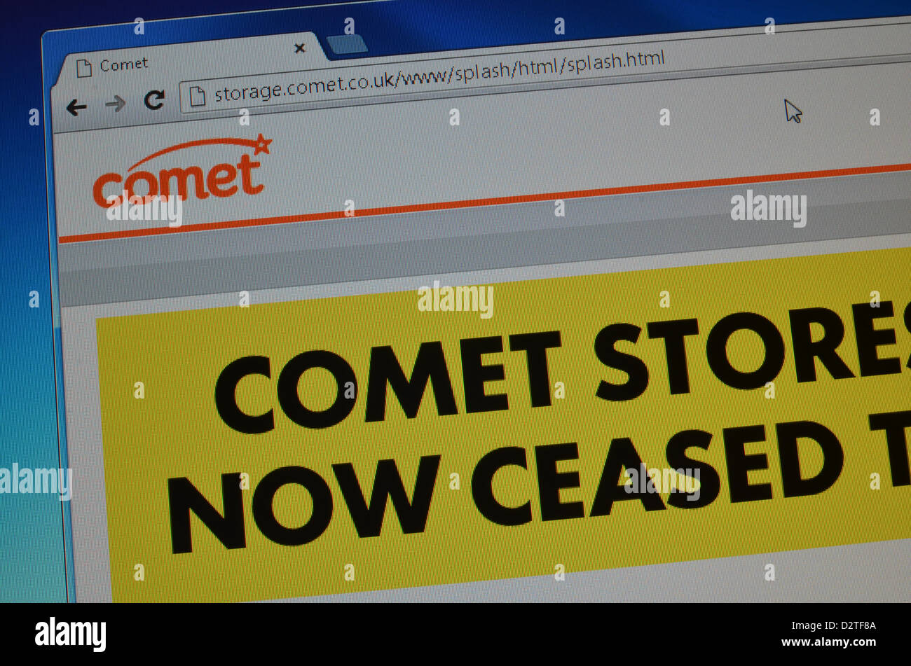 Comet.Co.UK Website Screenshot - Ankündigung eingestellt Stockfoto