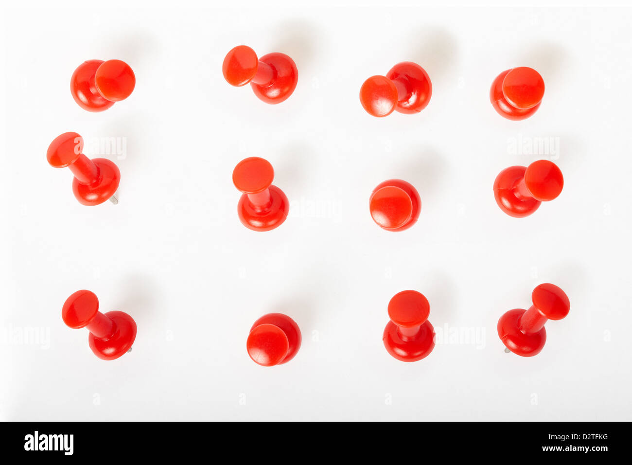 Roten Pin-Sammlung auf weiße, Clipping-Pfad enthalten Stockfoto